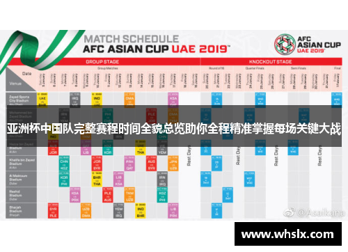 亚洲杯中国队完整赛程时间全貌总览助你全程精准掌握每场关键大战